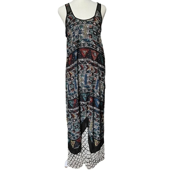 Urban Outfitters Silence + Noise Maxi Geometric Patter Sheer Inserts Sz XS - Picture 1 of 10